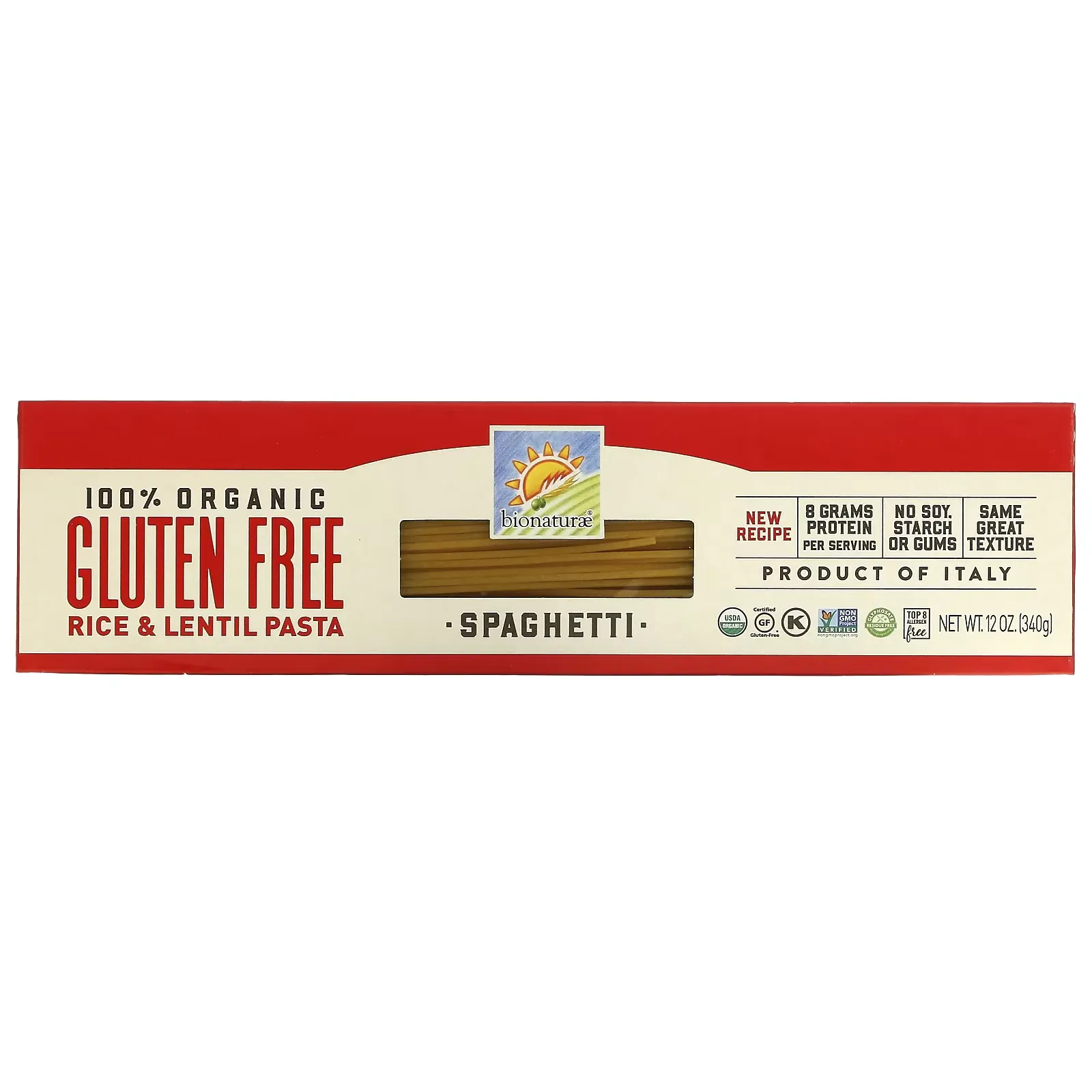 100% Organic Gluten Free Rice & Lentil Pasta, Spaghetti, 12 oz (340 g)