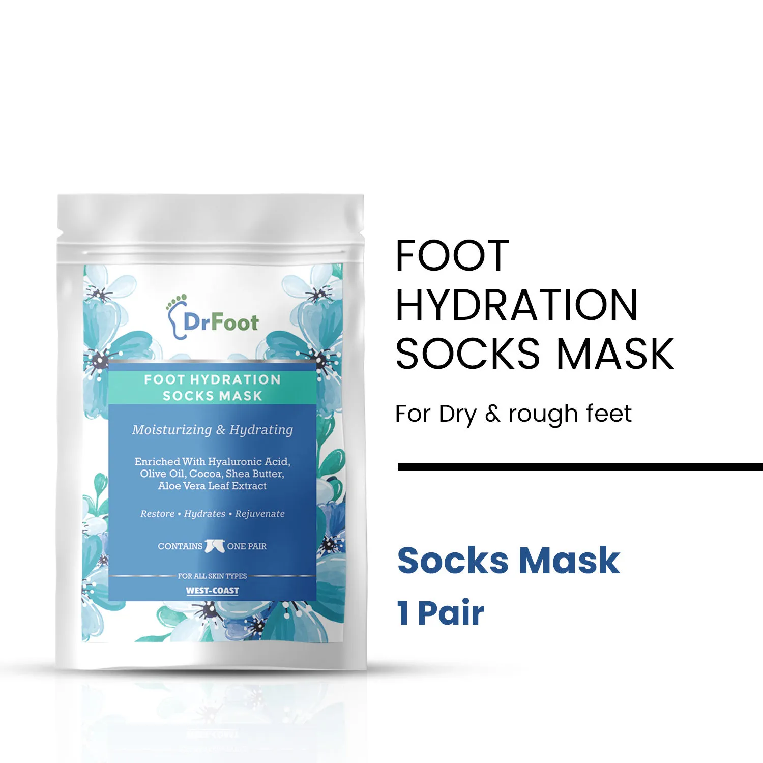 Dr.Foot Foot Hydration Socks Mask With Hyaluronic Acid, Olive Oil, Cocoa, Shea Butter And Aloe Vera