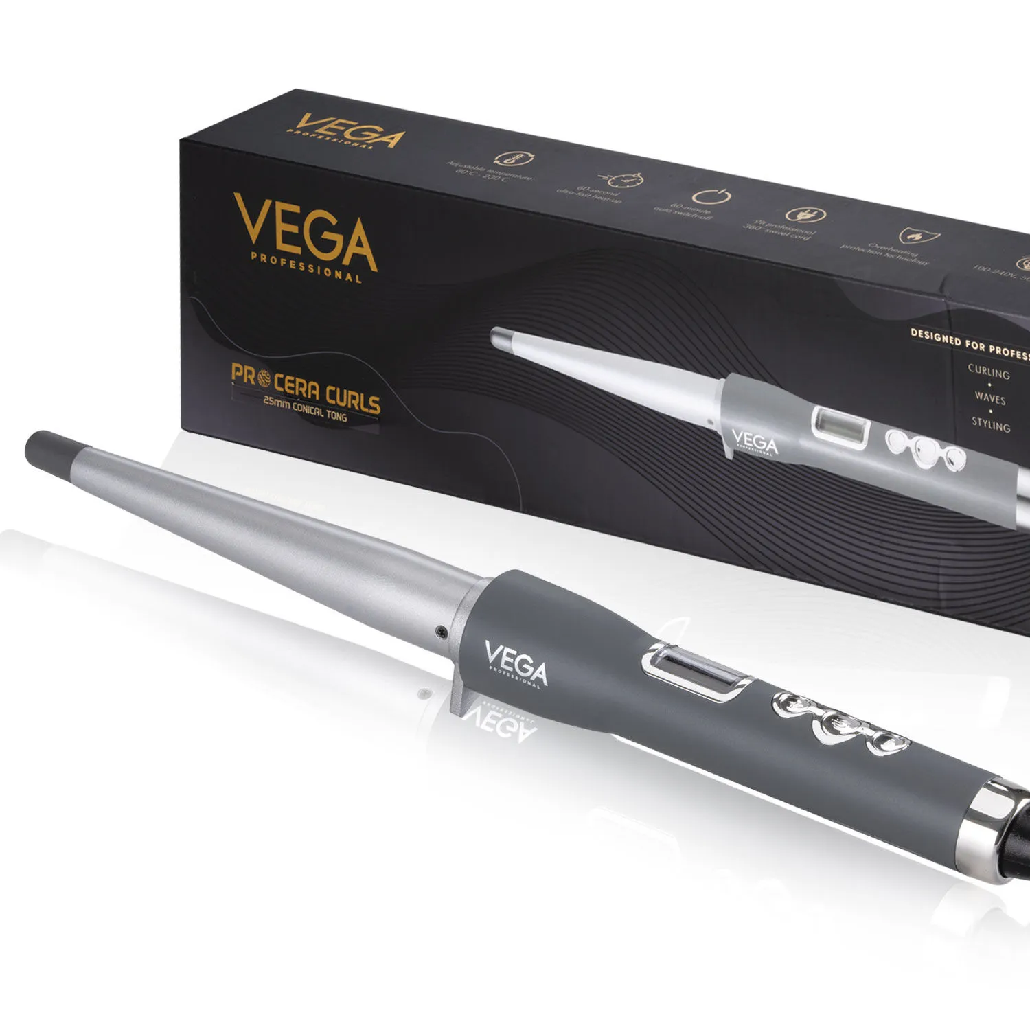 VEGA Professional Pro Cera Curls 19-25mm Conical Hair Curler (VPMCT -08)