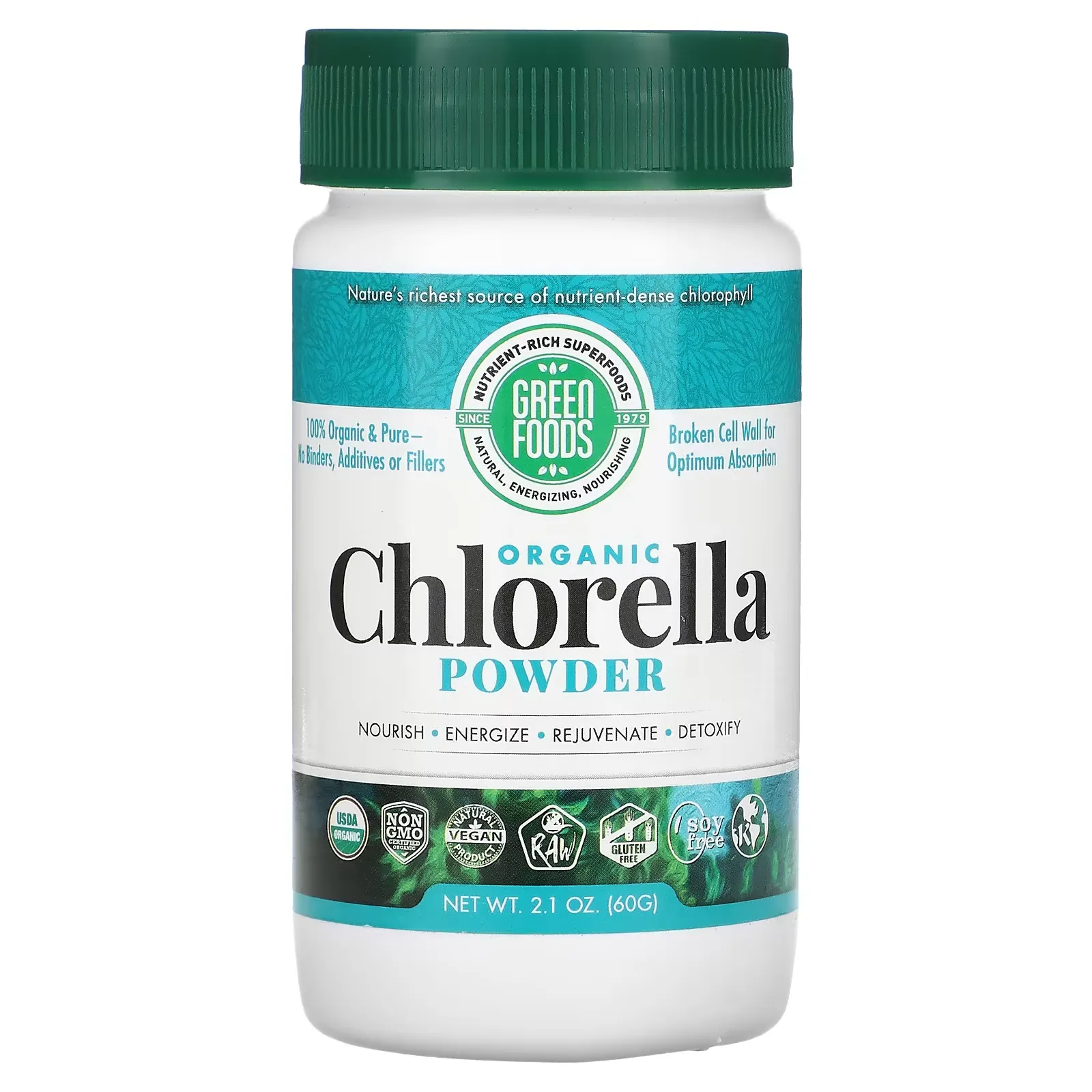 Organic Chlorella Powder, 2.1 oz (60 g)