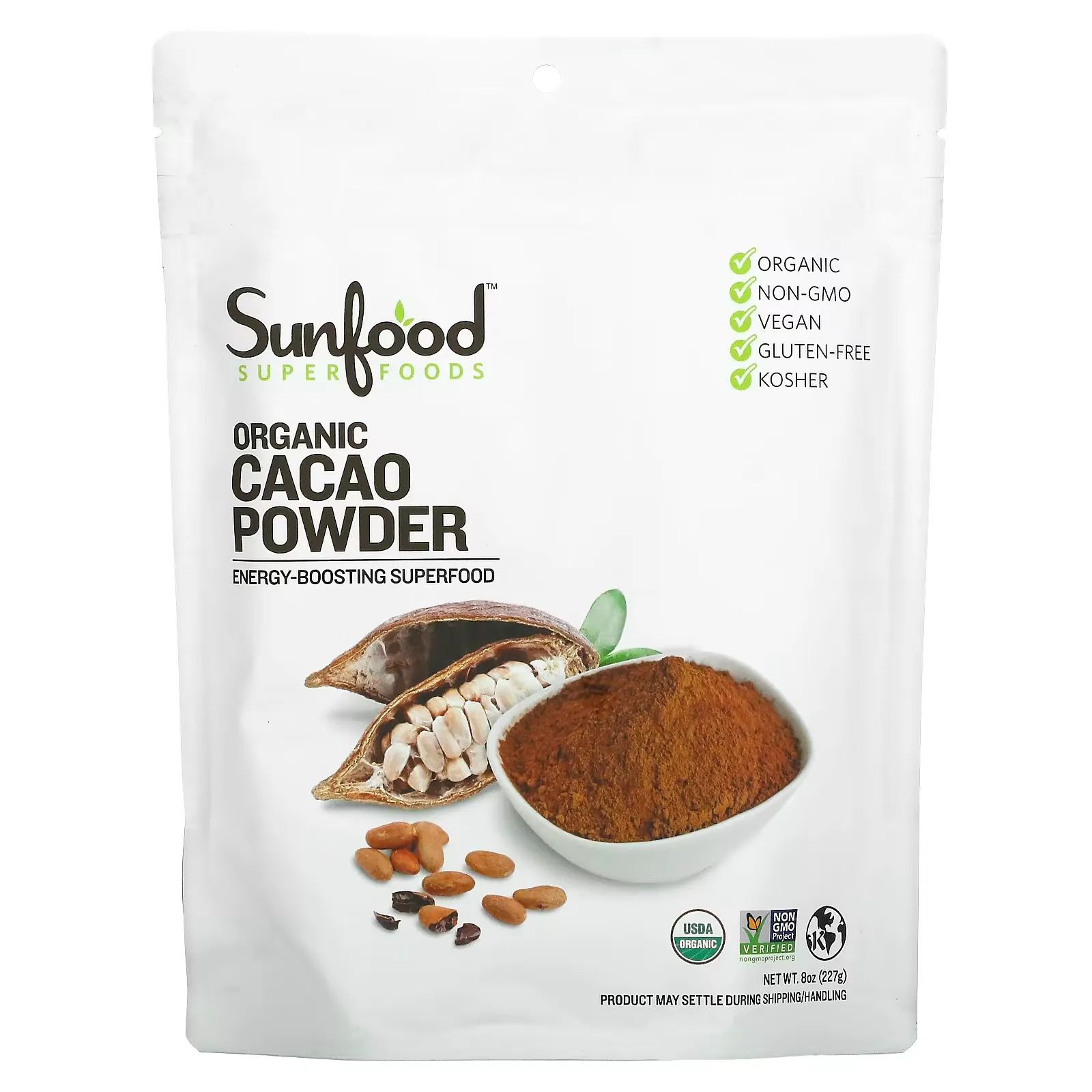 Organic Cacao Powder, 8 oz (227 g)