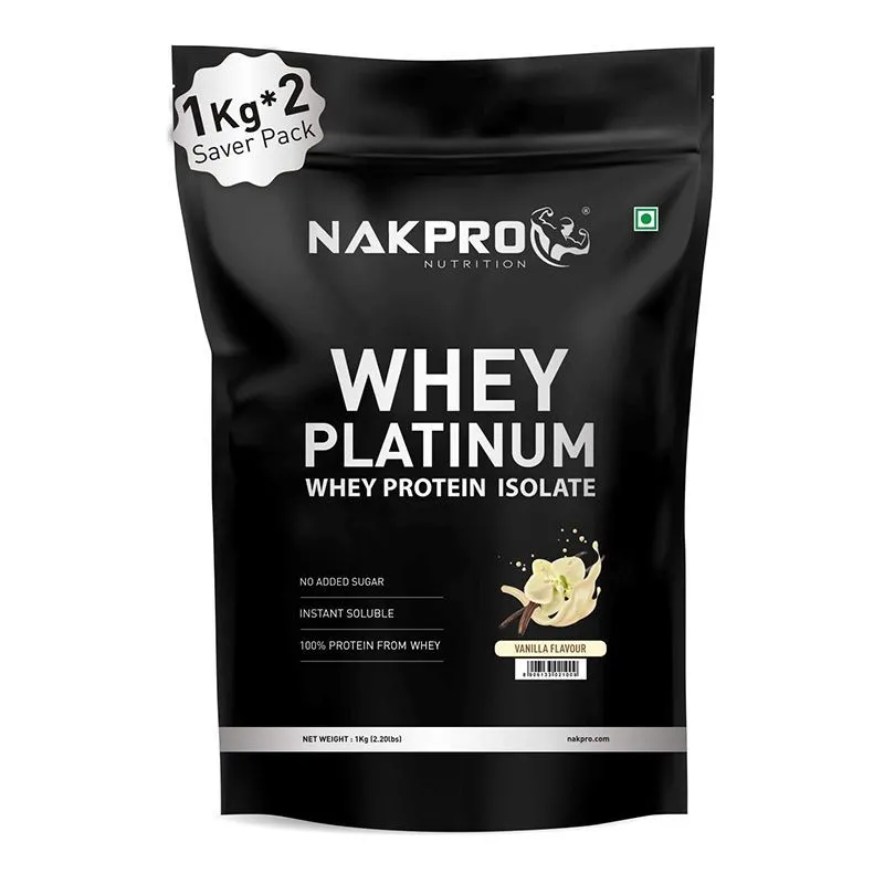 NAKPRO Platinum Whey Protein Isolate Supplement Powder - Vanilla Flavour