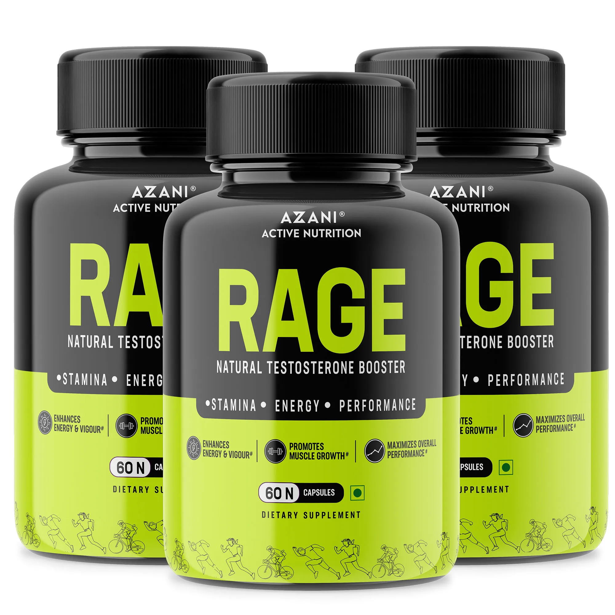 Azani Rage Testosterone Booster - Shilajit, Safed Musali Capsules - Pack Of 2