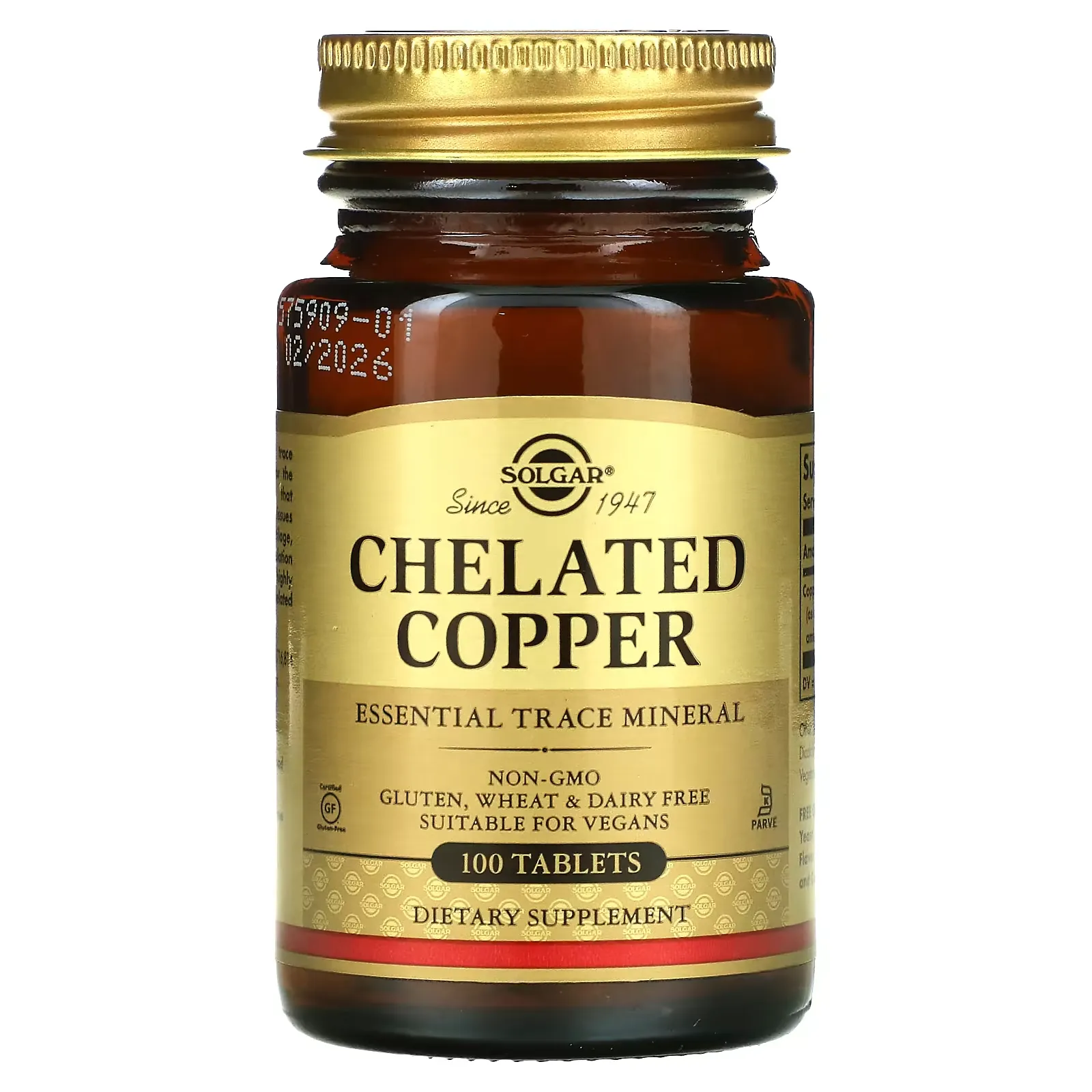 Chelated Copper, 100 Tablets