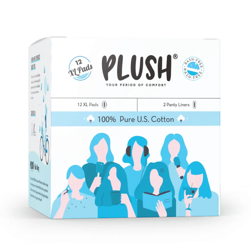 Plush 100% Pure Us Cotton Ultra Thin Rash Free Natural Sanitary Pads