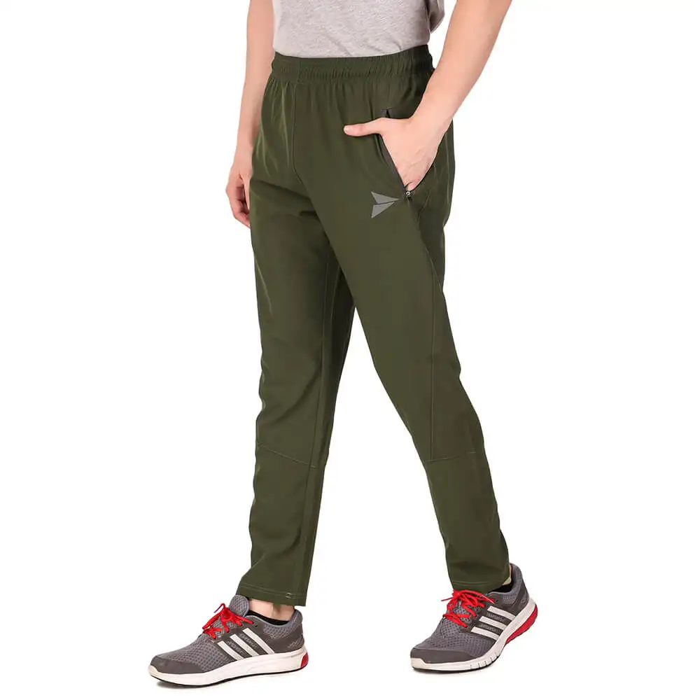 Fitinc N S Polycotton Dryfit Casual Trackpant with Both Side Safety Zipper Pocket,  Mud Green  Small