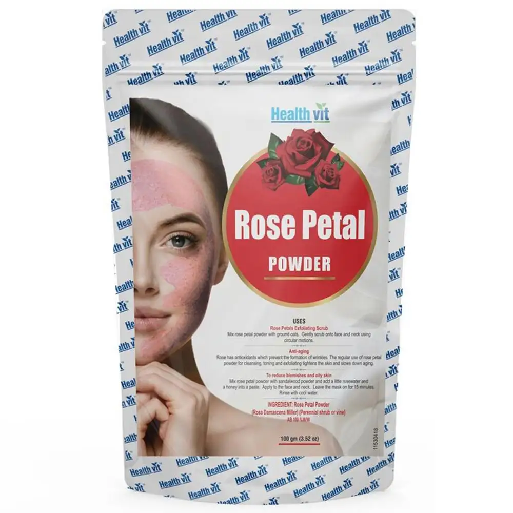 Healthvit Rose Petal Powder,  100 g  for All Skin Types