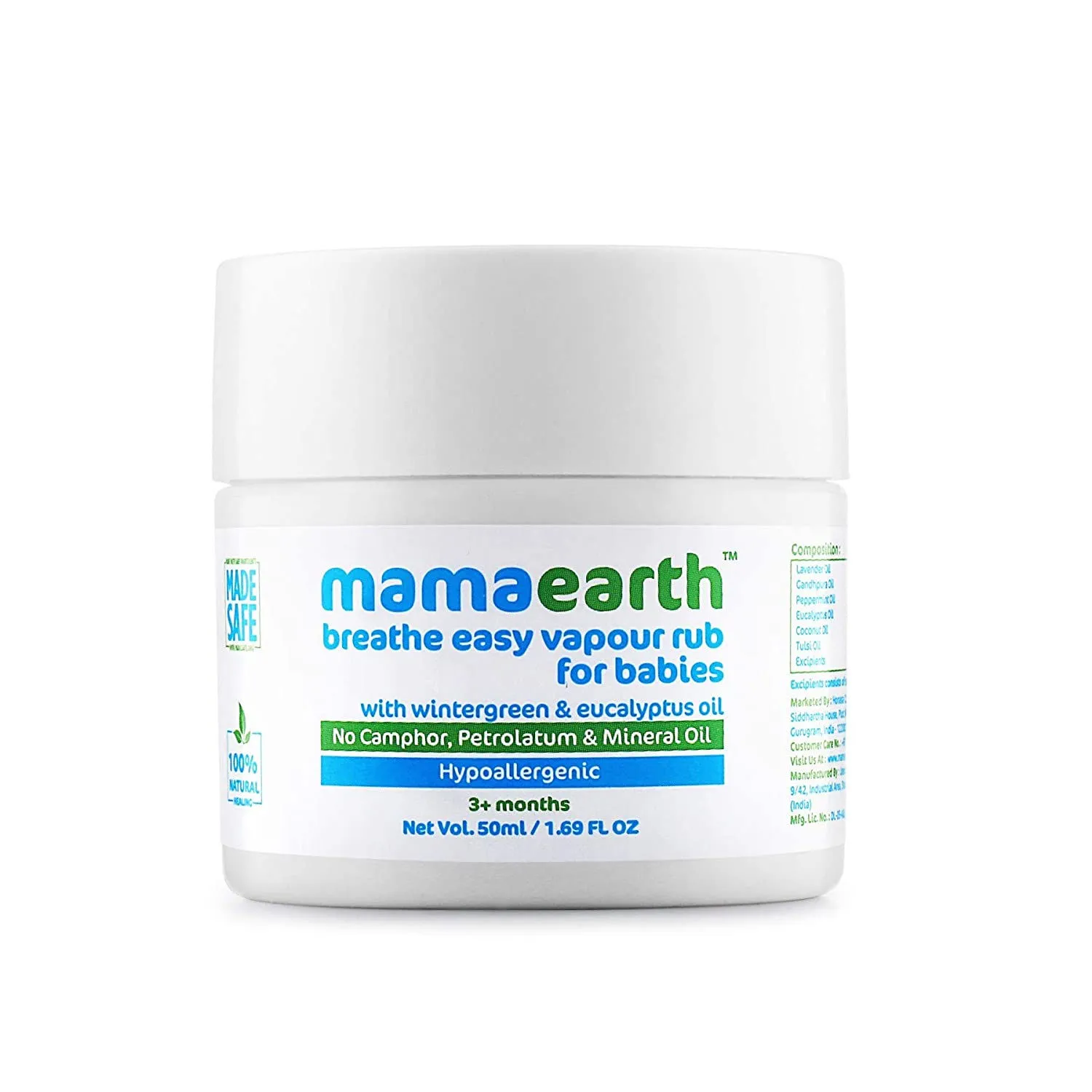 Mamaearth Natural Breathe Easy Vapour Rub For Babies - with Wintergreen & Eucalyptus Oil