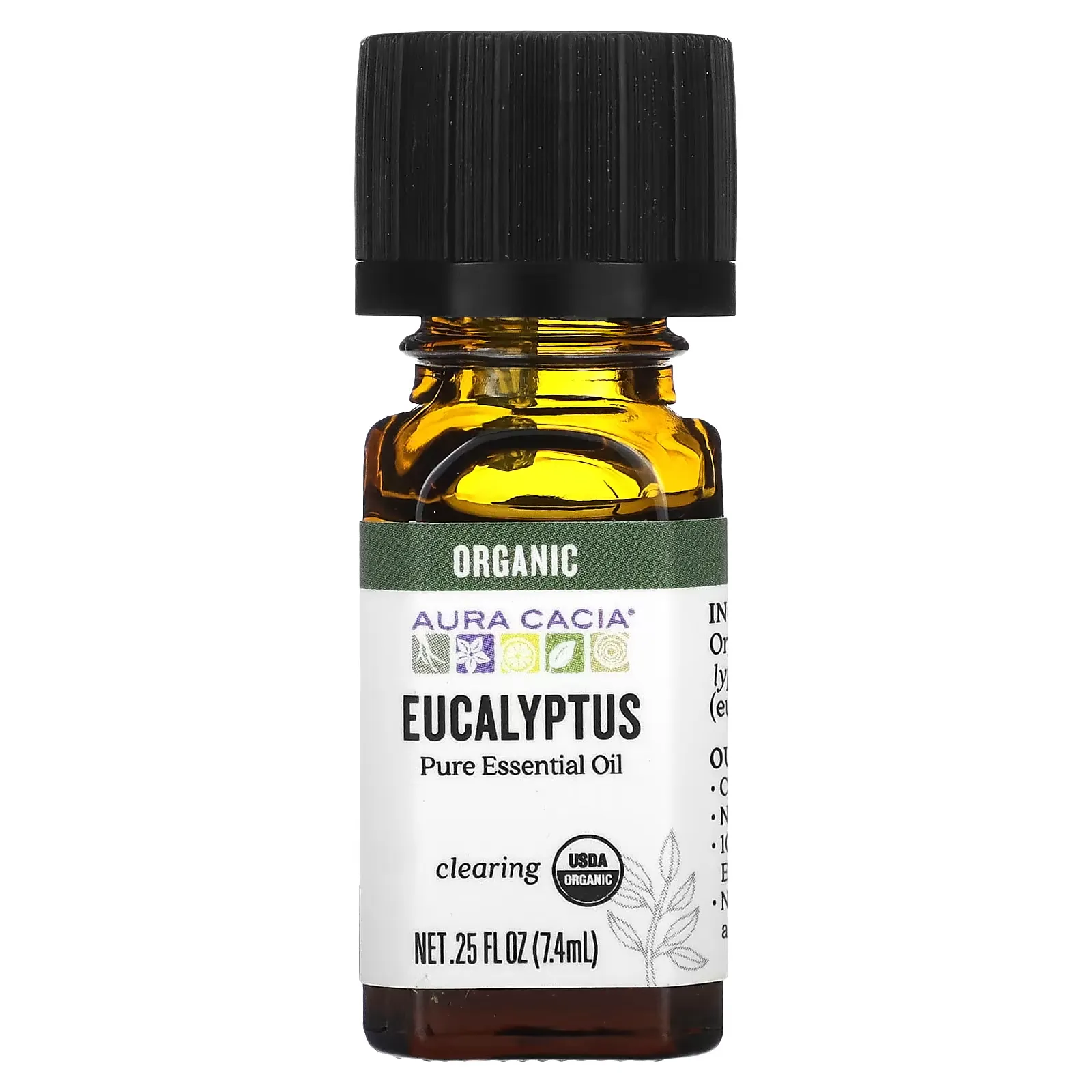 Pure Essential Oil, Organic Eucalyptus, 0.25 fl oz (7.4 ml)