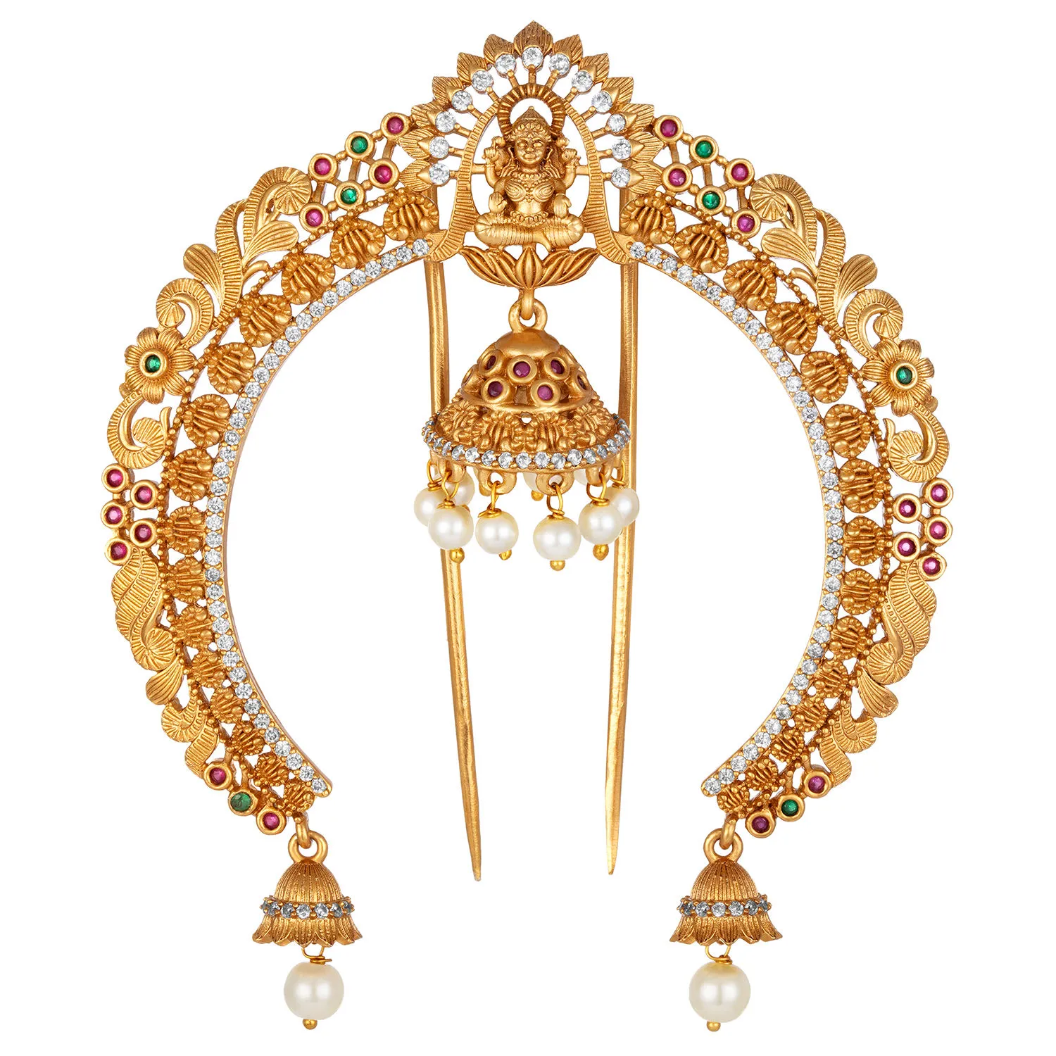 Peora Matte Gold Finish Hair Accessory Juda Pin Traditional Fashion Jewellery Wedding (PF42HBAS25RG)