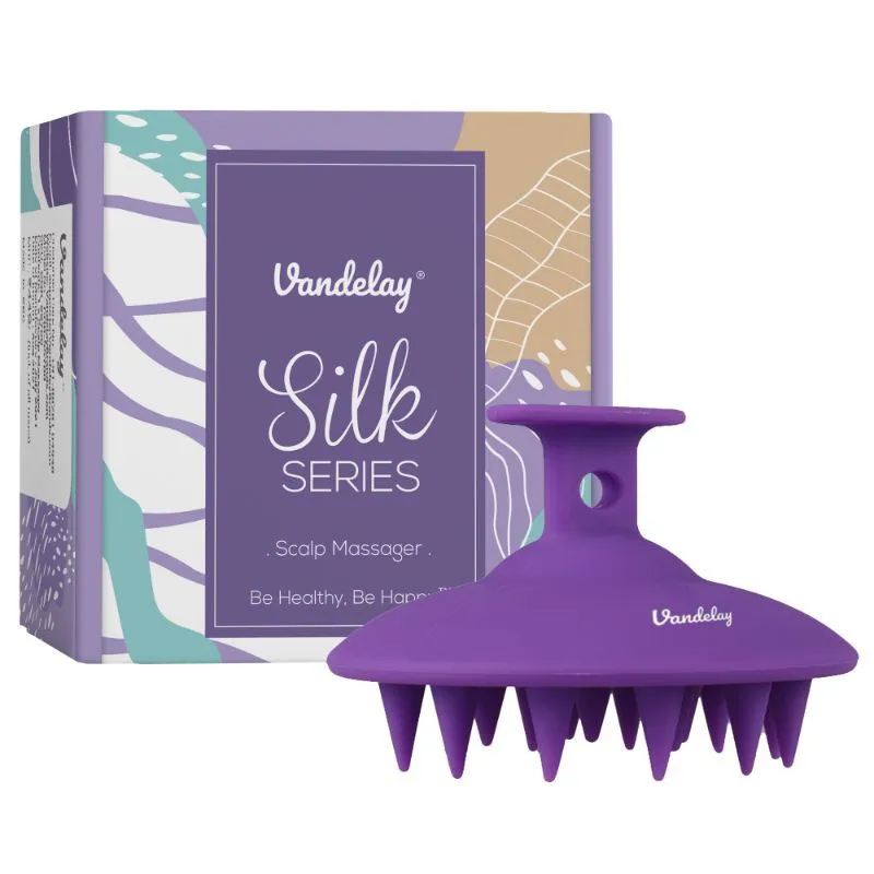 Vandelay Silk Series- Silicon Scalp Massager Brush With Thick Silicon Bristles (Purple)