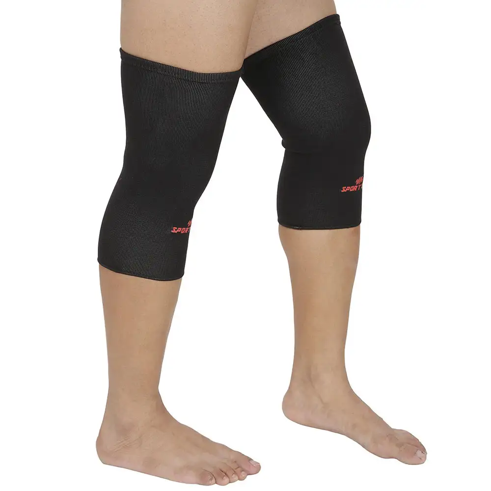 SportSoul Premium Compression Knee Support Pack of 2,  Black  Large