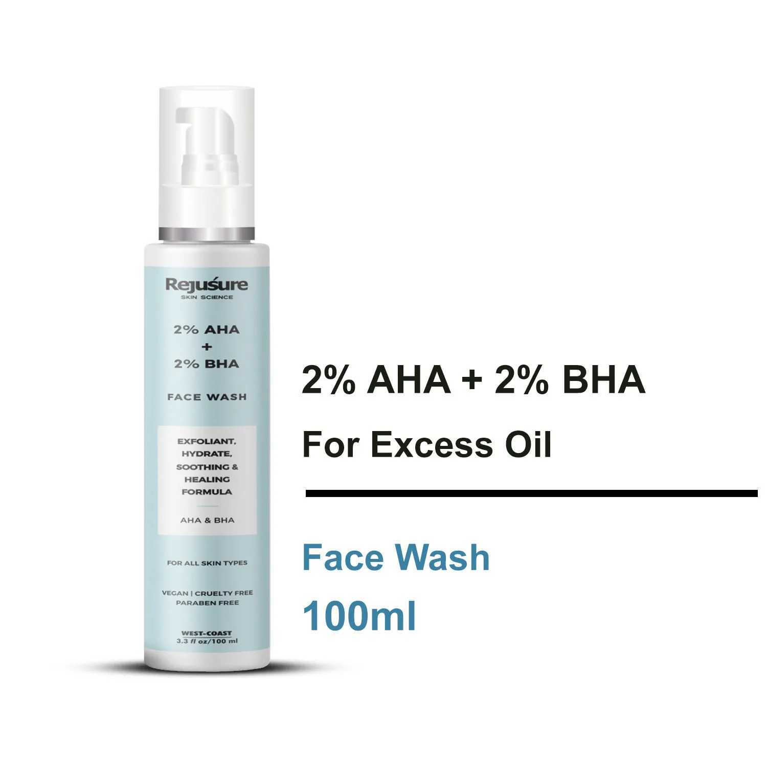 Rejusure Aha 2% + Bha 2% Face Wash For Exfoliant, Hydrate, Soothing & Healing Formula