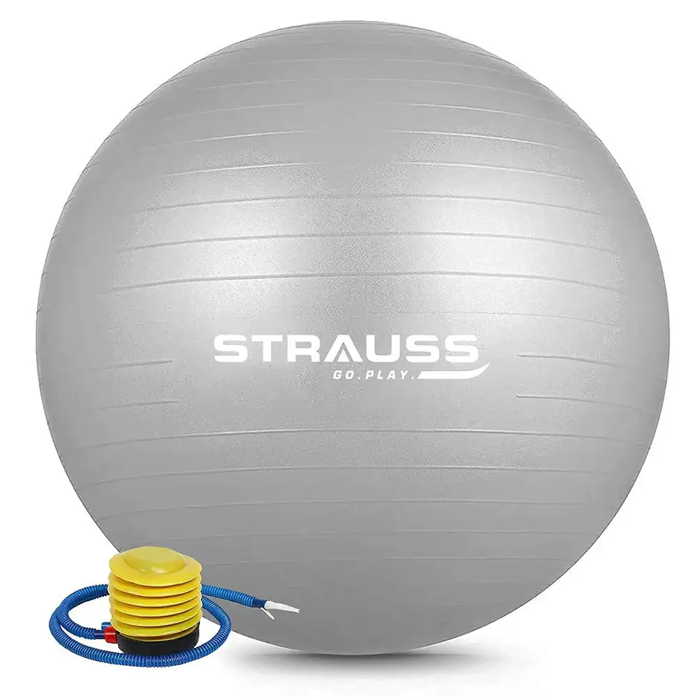 Strauss Round Shape Anti Burst Gym Exercise Ball with Pump,  Grey  65 cm