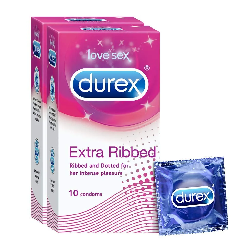 Durex Ribbed Condoms - Extra Ribbed - 10 Units(Pack Of 2)