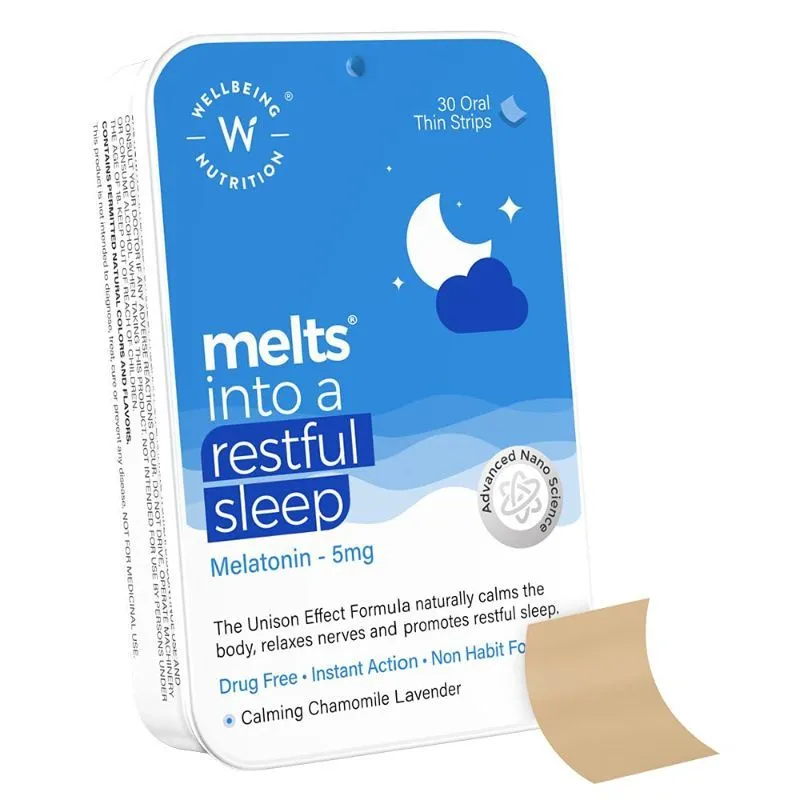 Wellbeing Nutrition Melts Restful Sleep 5Mg Natural Melatonin & Valerian For Beauty Sleep