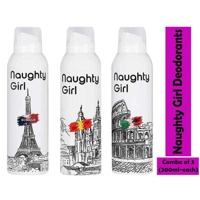 Naughty Girl Ciao Hola Bonjour Deodorant - Pack Of 3