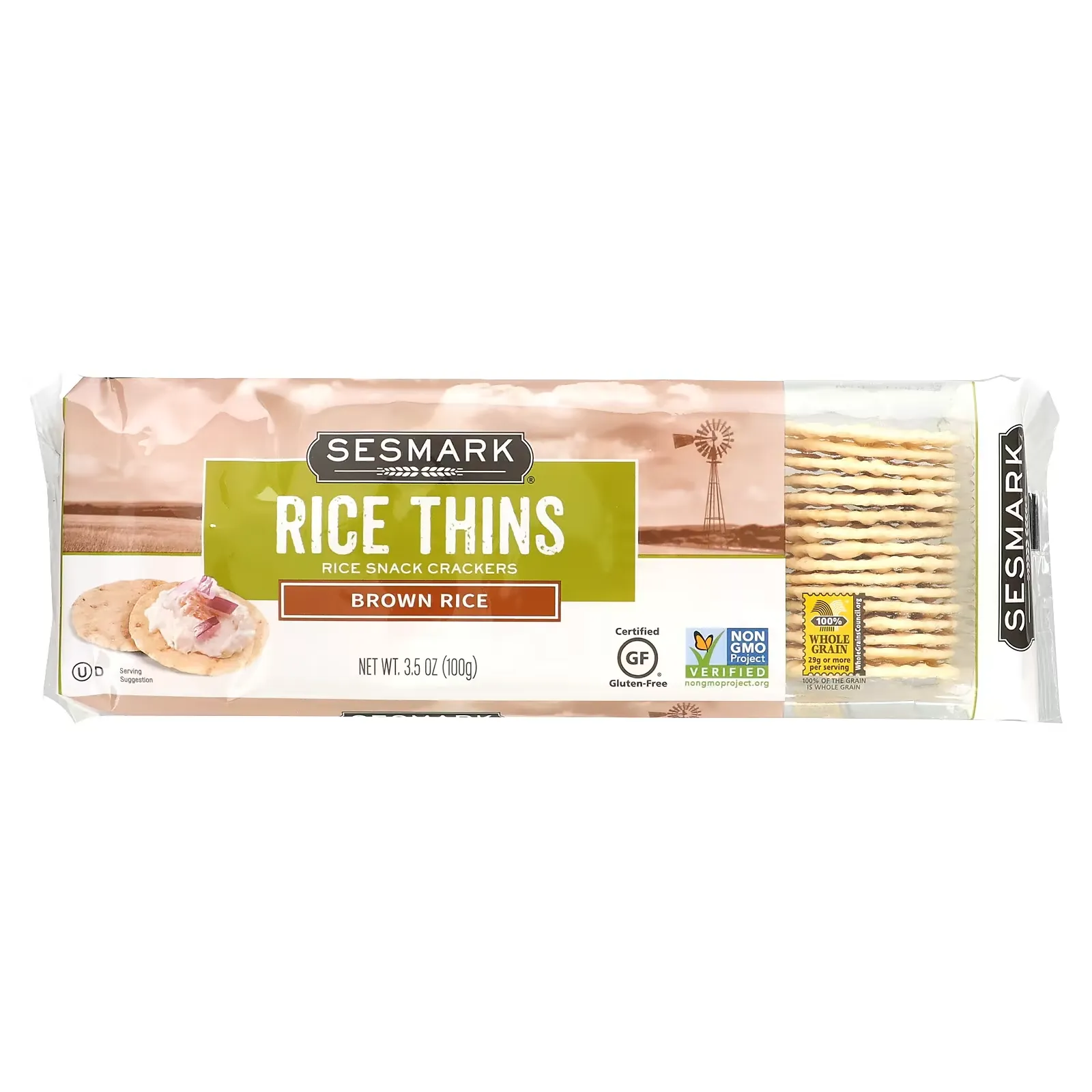 Rice Thins, Rice Snack Crackers, Brown Rice, 3.5 oz (100 g)