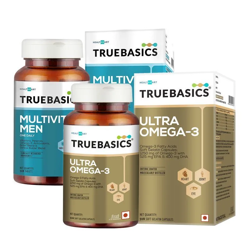 TrueBasics Multivit Men (30 Tablets) With Tb Ultra Omega(90 Capsules) Combo Pack