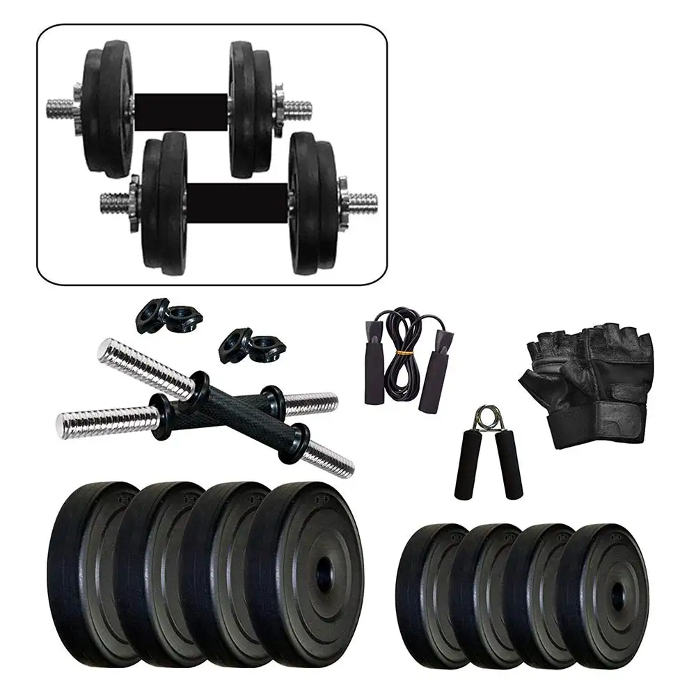 HUSTLE FITNESS PVC Combo 16Kg Home Gym and Fitness Kit