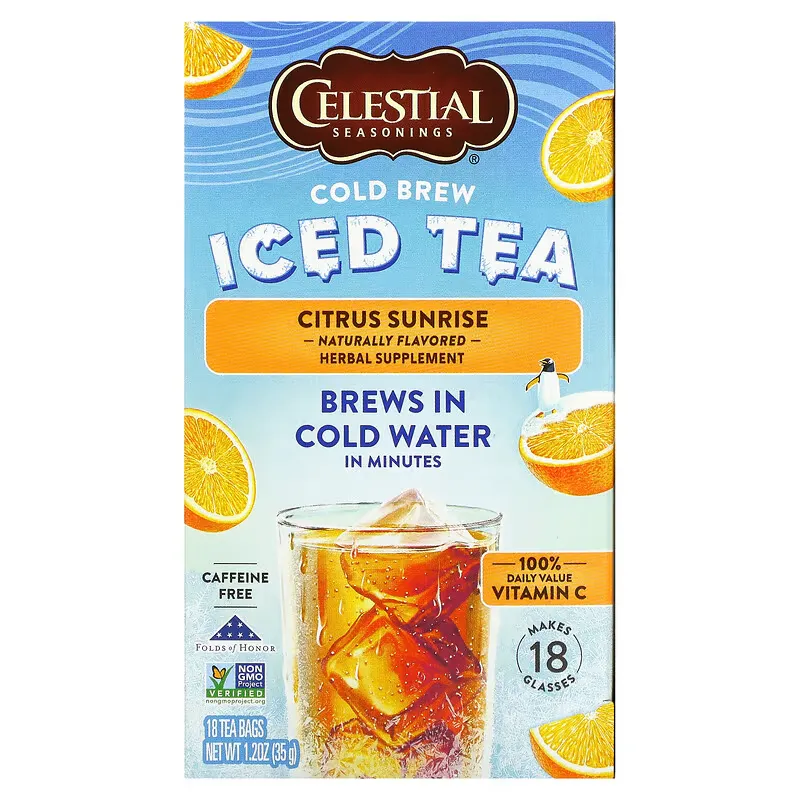 Cold Brew Iced Tea, Citrus Sunrise, Caffeine Free, 18 Tea Bags, 1.2 oz (35 g)