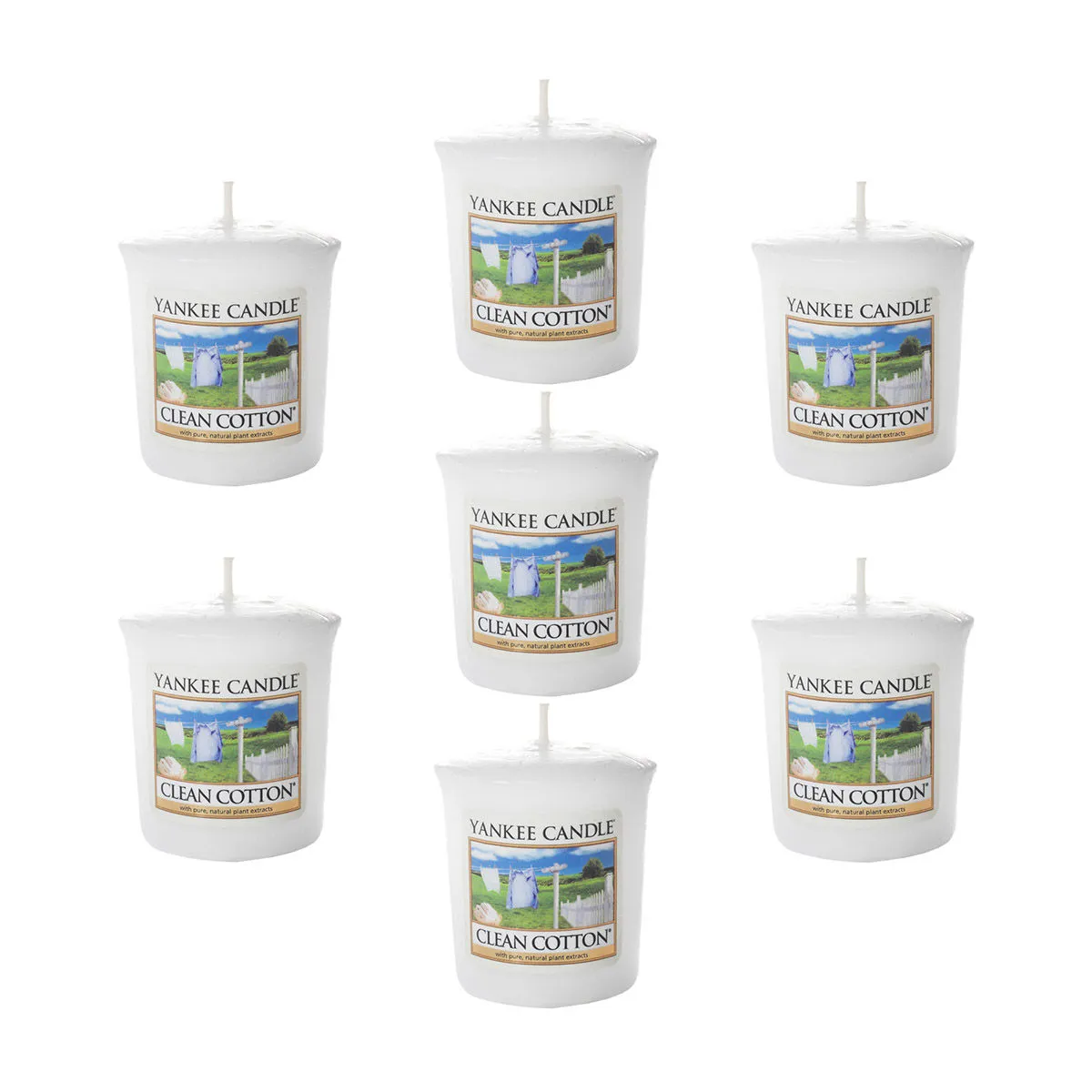 Yankee Candle Classic Votive Clean Cotton Scented Candles - Pack of 7