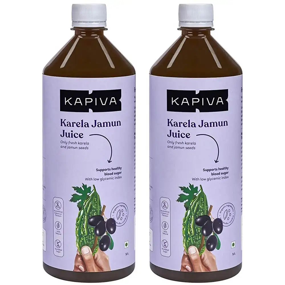 Kapiva Karela Jamun Juice (Supports Healthy Blood Sugar),  Unflavoured (Pack of 2)  1 L