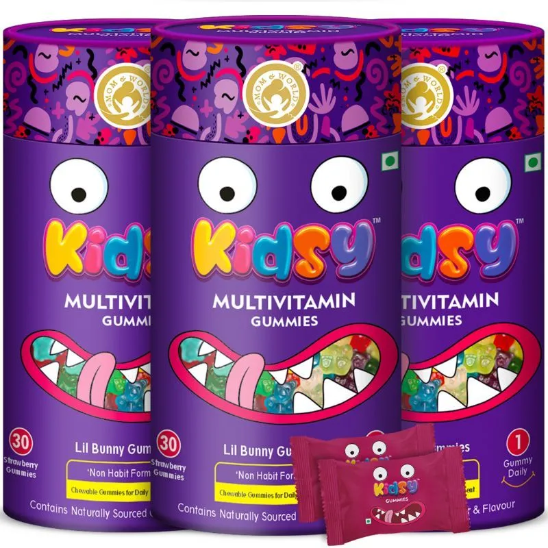 Mom & World Kidsy Multivitamin Gummies For Kids - Strawberry Gummies