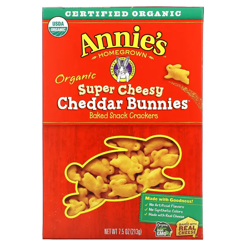 Organic Cheddar Bunnies,  Baked Snack Crackers, Super Cheesy , 7.5 oz (213 g)