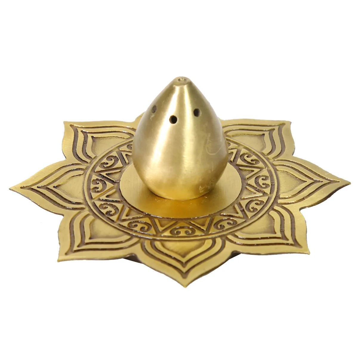 NAKSHIKATHAA Alpana Gold Incense Holder