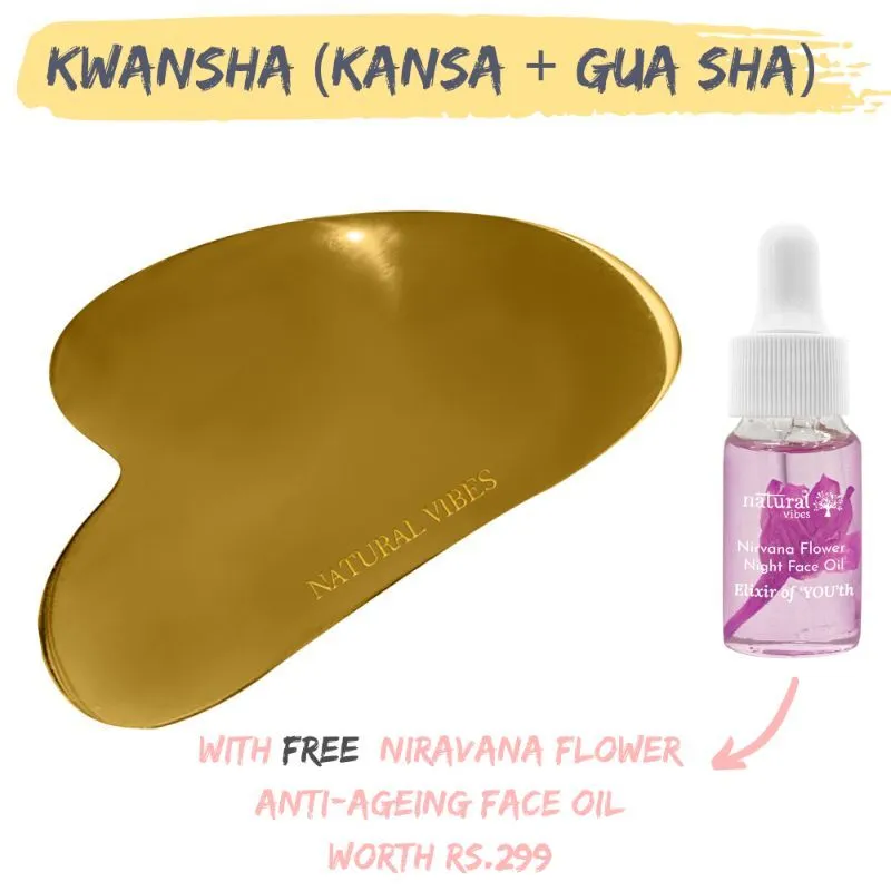 Natural Vibes Kwansha (kansa + Gua Sha) + Nirvana Anti Ageing Flower Oil