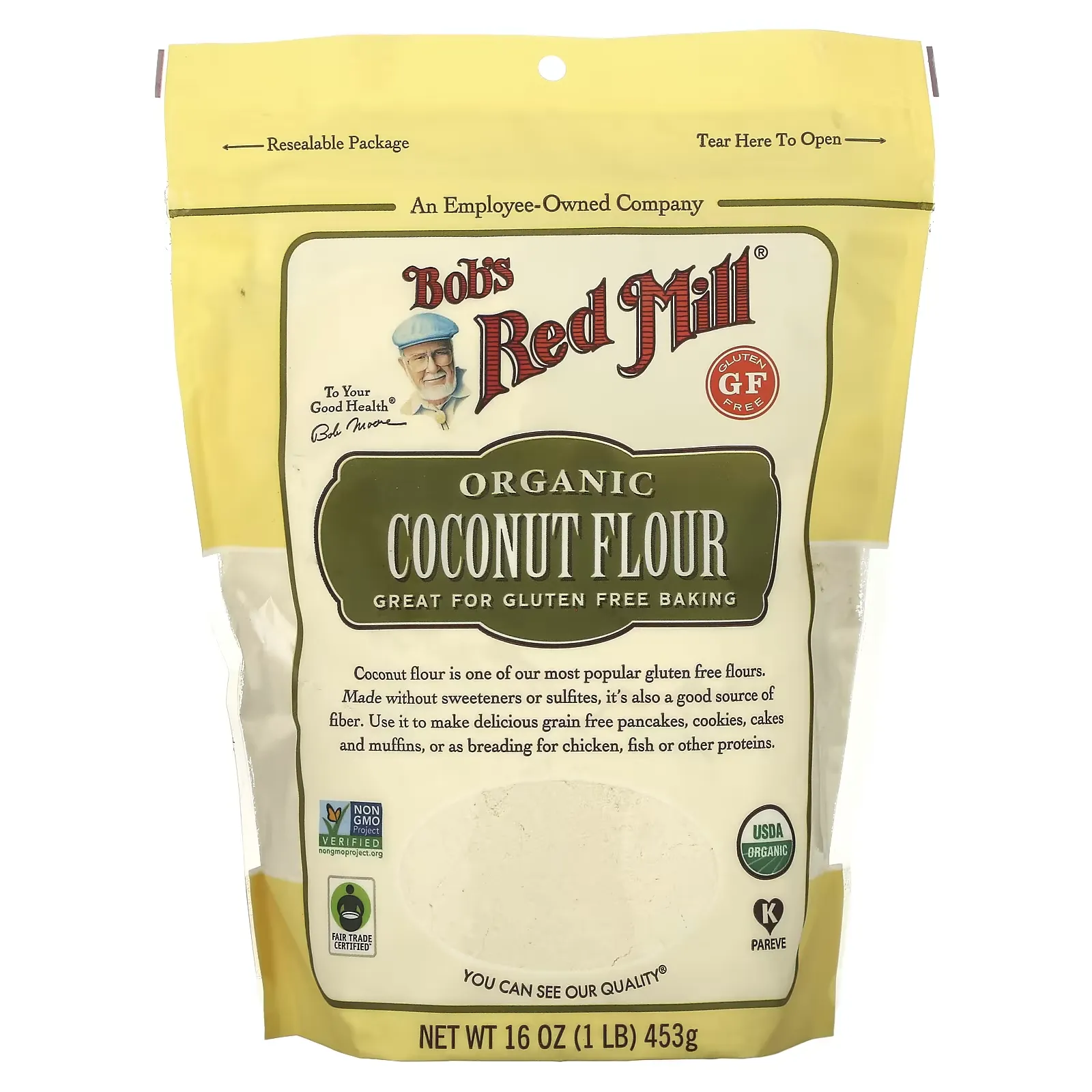 Organic Coconut Flour, Gluten Free, 16 oz (453 g)