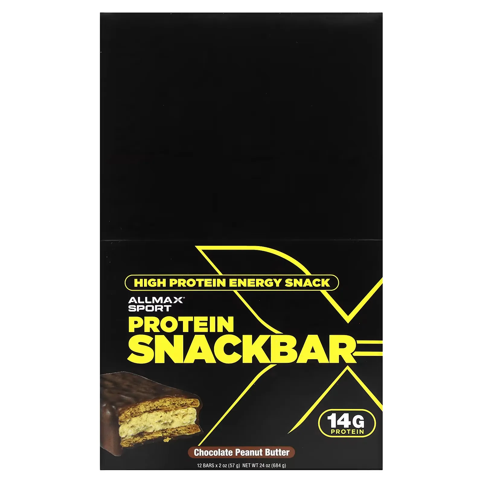 High Protein Energy Snack, Protein Snackbar, Chocolate Peanut Butter, 12 Bars, 2 oz (57 g) Each