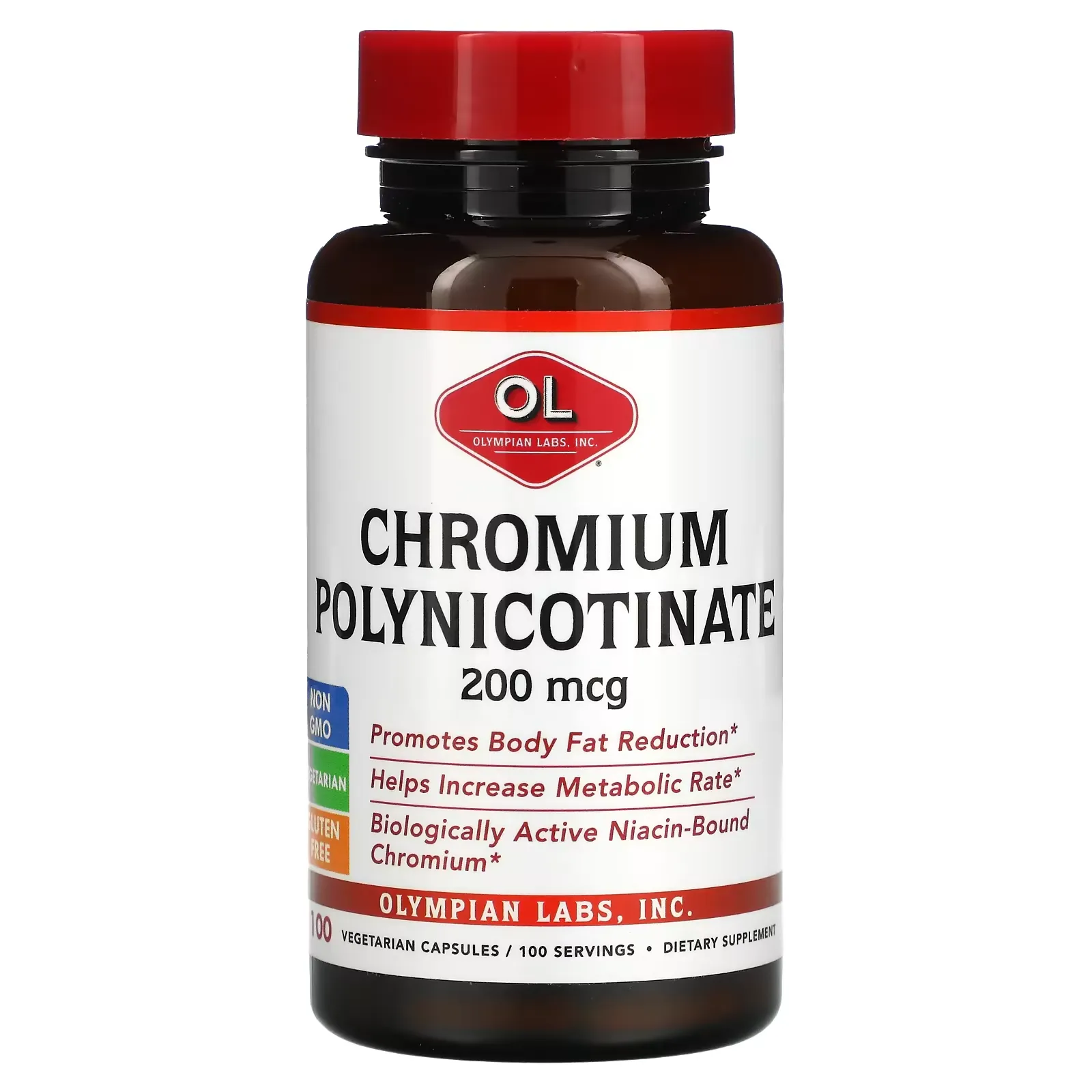 Chromium Polynicotinate, 200 mcg, 100 Vegetarian Capsules