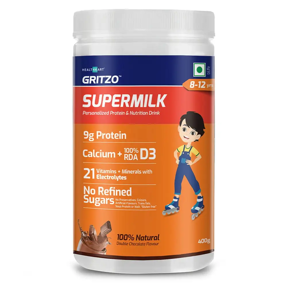 Gritzo SuperMilk Protein & Nutrition Drink Mix 8-12 yrs,  400 g  Double Chocolate