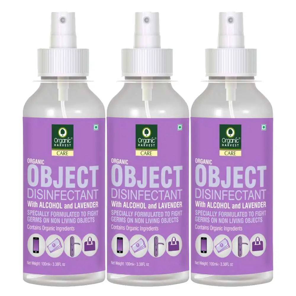 Organic Harvest Object Disinfectant,  Alcohol & Lavender  100 ml  Protection from Germs (Pack of 3)