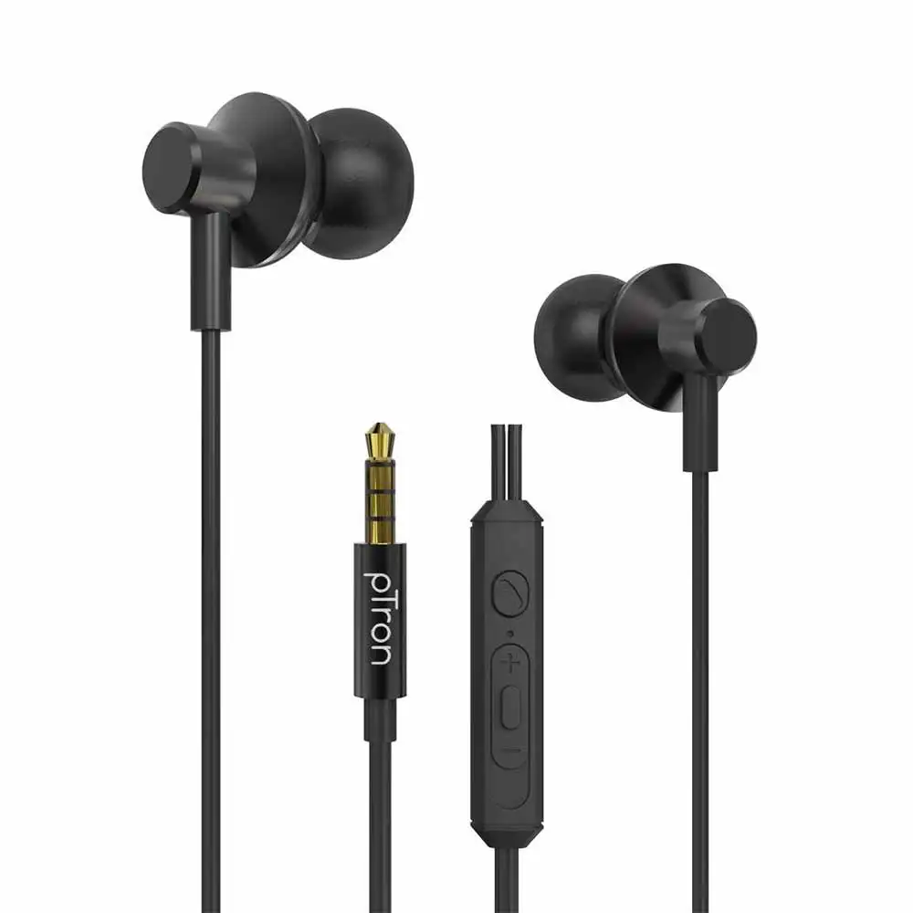 Ptron Pride Lite HBE Wired Earphones,  Black