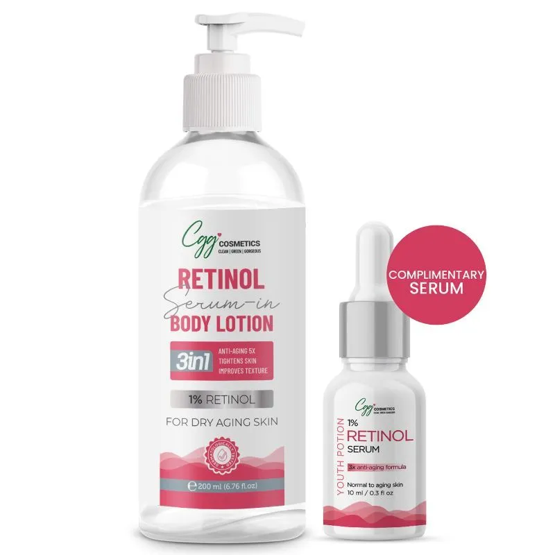 CGG Cosmetics 1% Retinol Serum In Body Lotion With Free Sample Of 1% Retinol Serum