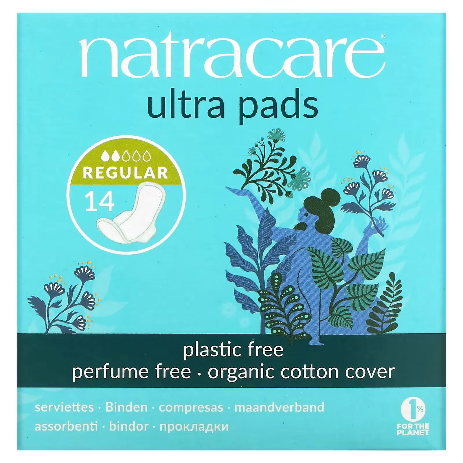 Ultra Pads, Organic Cotton Cover, Regular, 14 Pads