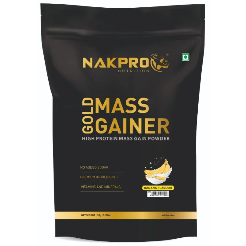 NAKPRO Mass Gainer, High Protein & High Calorie Protein Powder - Banana