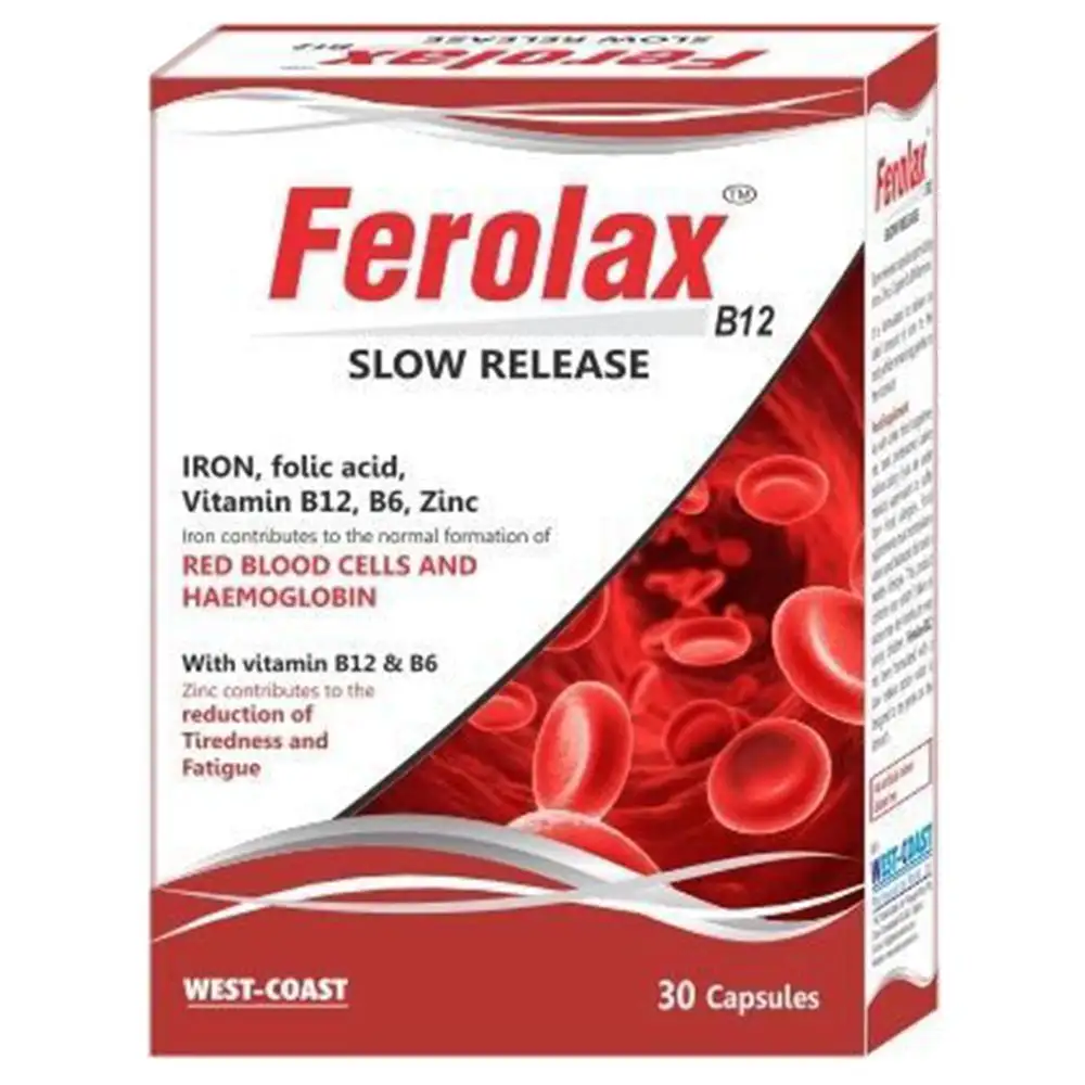 West Coast Ferolax B12 Slow Release,  Unflavoured  30 capsules