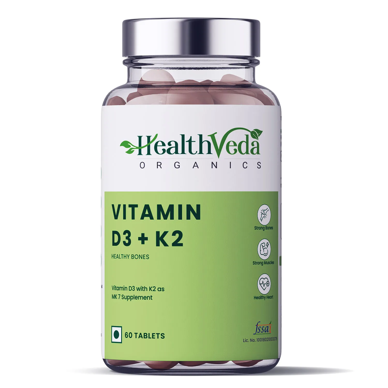 Health Veda Organics Vitamin D3+k2 Tablets As Mk7 Supplement For Healthy Bones & Joint Care