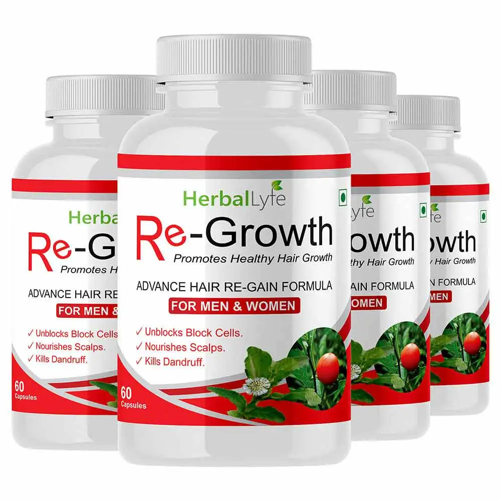 Herballyfe Re-Growth 500mg (Pack of 4),  60 capsules