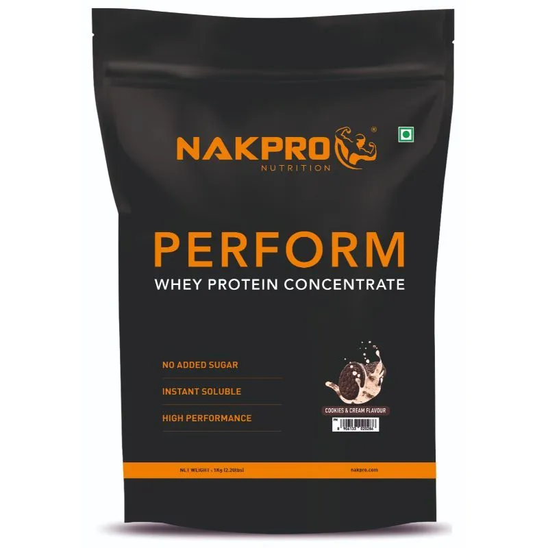 NAKPRO Perform Whey Protein Concentrate Supplement Powder - Cookies & Cream Flavour