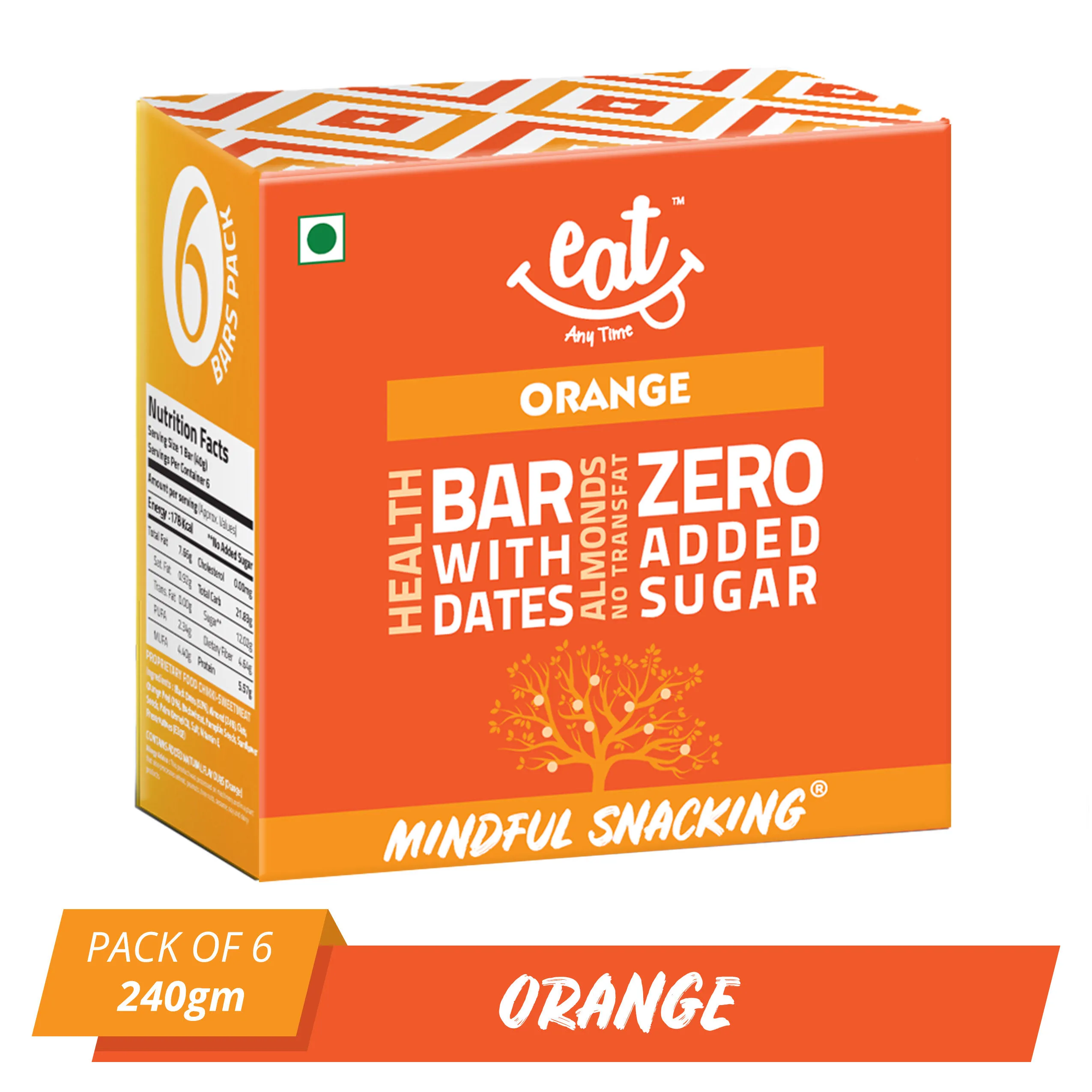 Eat Anytime Healthy Energy Bars - Orange (Pack Of 6)