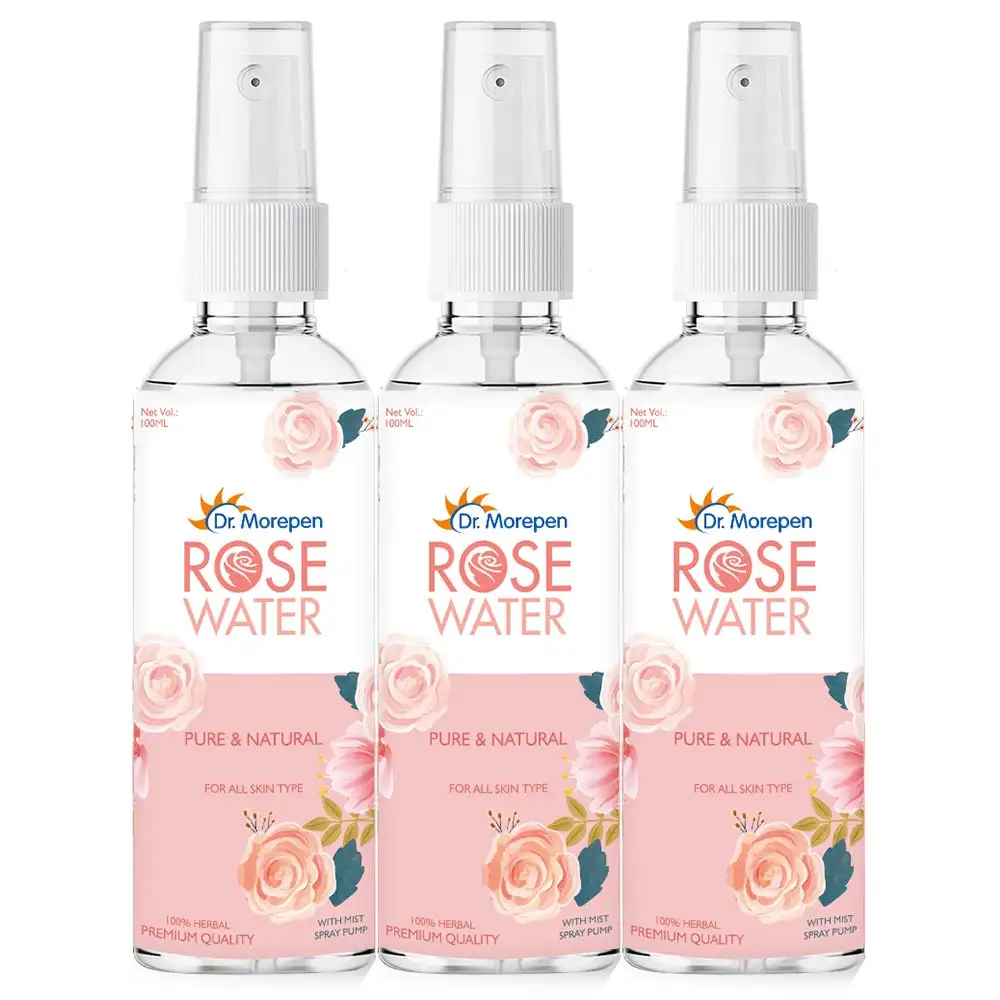 Dr. Morepen Pure & Natural Rose Water Spray,  100 ml  for All Types of Skin Pack of 3