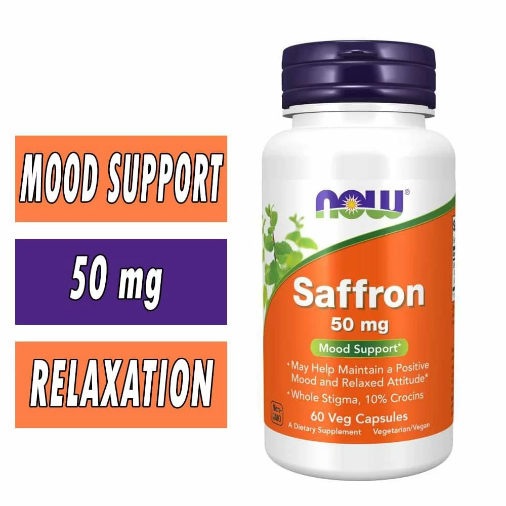 NOW Saffron - 50mg - 60 Veg Capsules