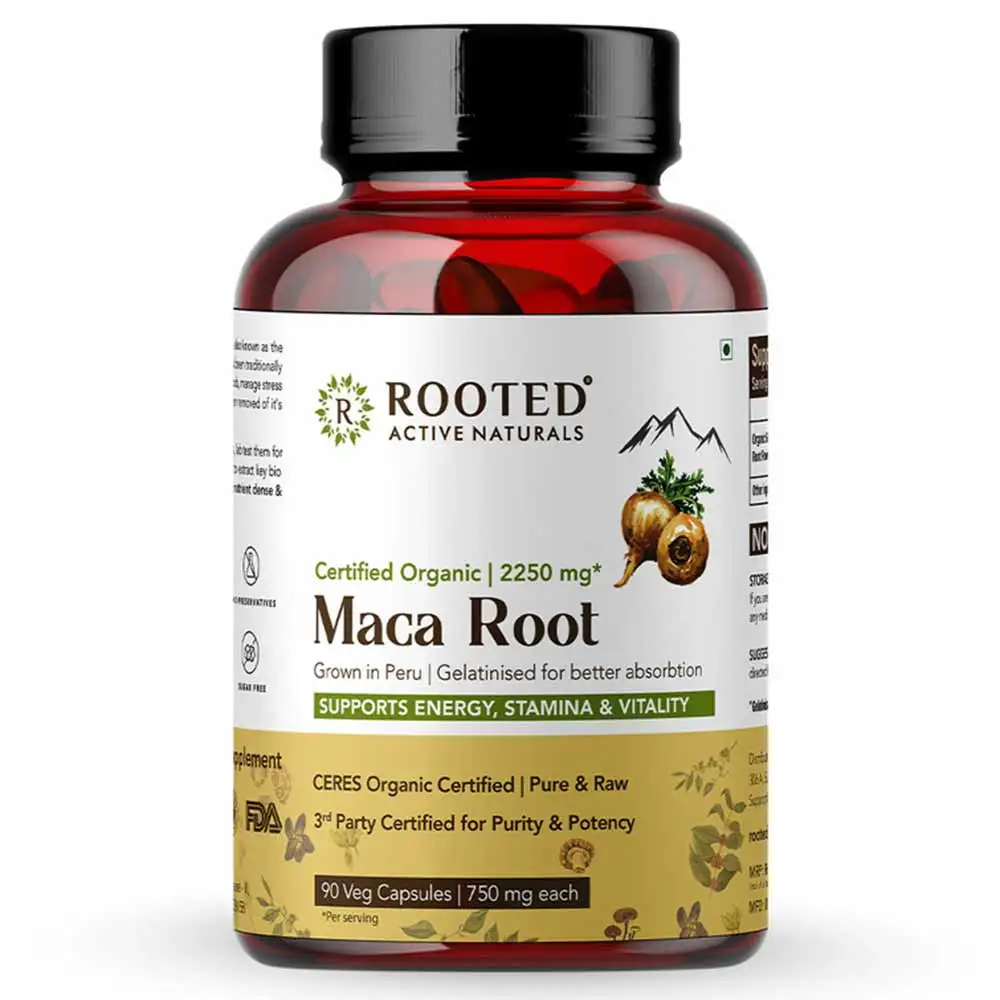 Rooted Active Naturals Maca Root Gelatinised for Better Absorption,  90 capsules