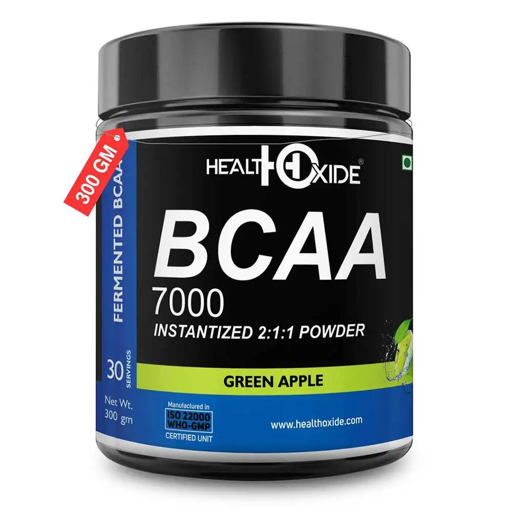 Health Oxide BCAA 7000 Instantized 2:1:1 Powder,  0.66 lb  30 Servings  Green Apple