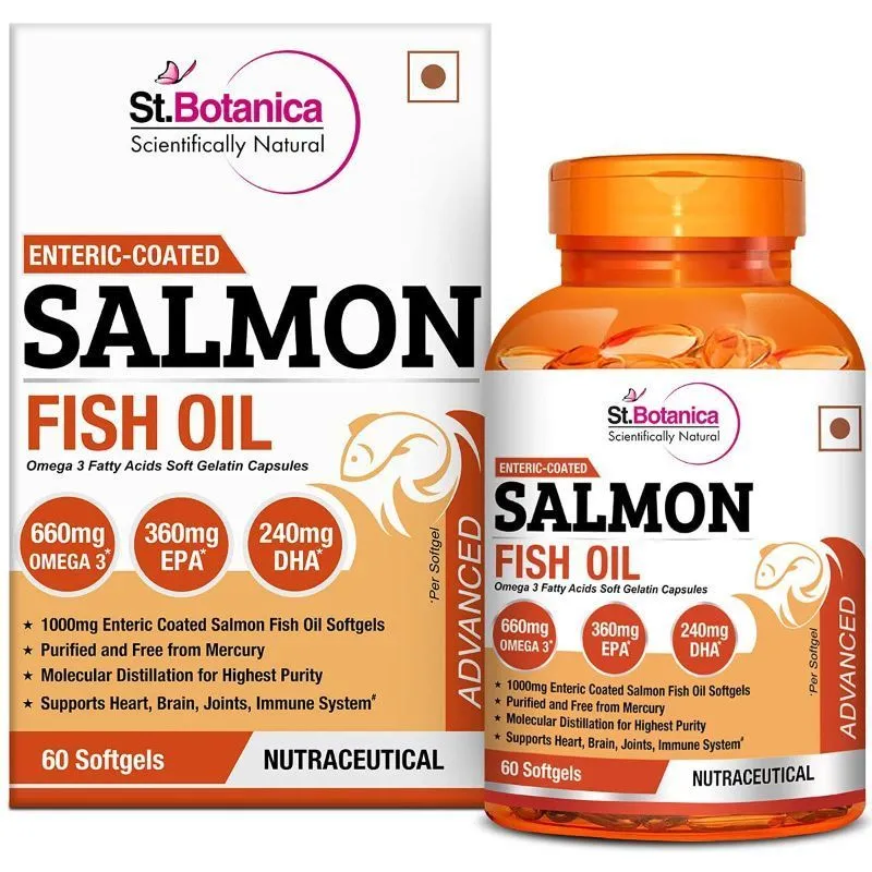 StBotanica Salmon Fish Oil 1000mg Advanced 660mg Omega 3 - 60 Enteric Coated Softgels